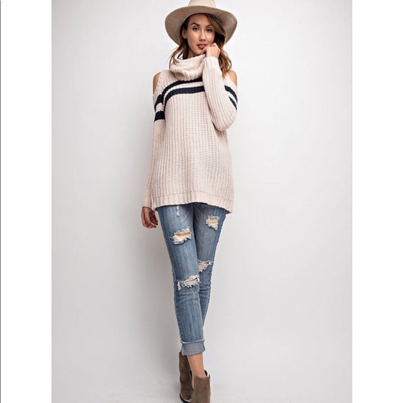 Last☝️Cowl Neck Cold Shoulder Sweater Tunic - Picture 2 of 8